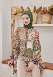 MEDINA SILK SQUARE SCARF GREEN ALMOND