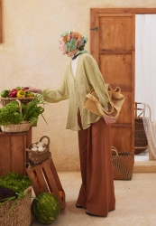 ROSE BOUQUET PATTERN COTTON SILK SCARF GREEN ROSE BOUQUET PATTERN COTTON SILK SCARF GREEN