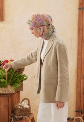 ROSE BOUQUET DESEN PAMUK İPEK EŞARP ŞEFTALI ROSE BOUQUET DESEN PAMUK İPEK EŞARP ŞEFTALI