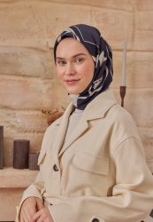 COLOR BLOCK DESEN PAMUK İPEK EŞARP LACİVERT COLOR BLOCK DESEN PAMUK İPEK EŞARP LACİVERT