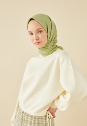 COTTON SILK SQUARE SCARF NILE GREEN