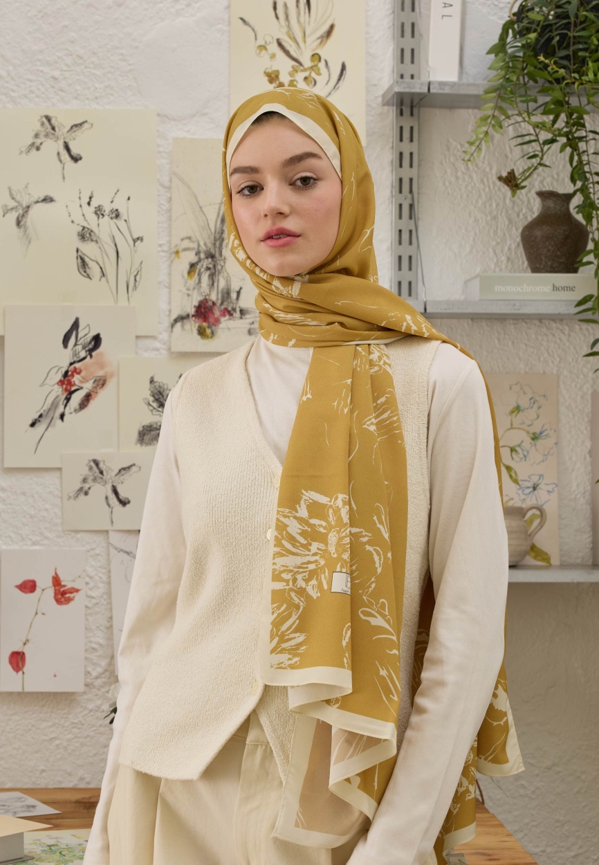 Buy ADELA PATTERNED HIJAB PUMPKIN Online! | Fresh Scarfs
