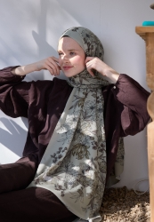 ASTER PATTERN HIJAB DUSTY BROWN