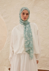 PAPATYA DESEN RAMİ ŞAL MAVİ PAPATYA DESEN RAMİ ŞAL MAVİ