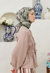 SUMMER SUNSET PATTERNED COTTON VOILE SCARF GRAY SUMMER SUNSET PATTERNED COTTON VOILE SCARF GRAY