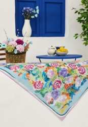 POPPY PATTERN COTTON VAIL SCARF PINK POPPY PATTERN COTTON VAIL SCARF PINK