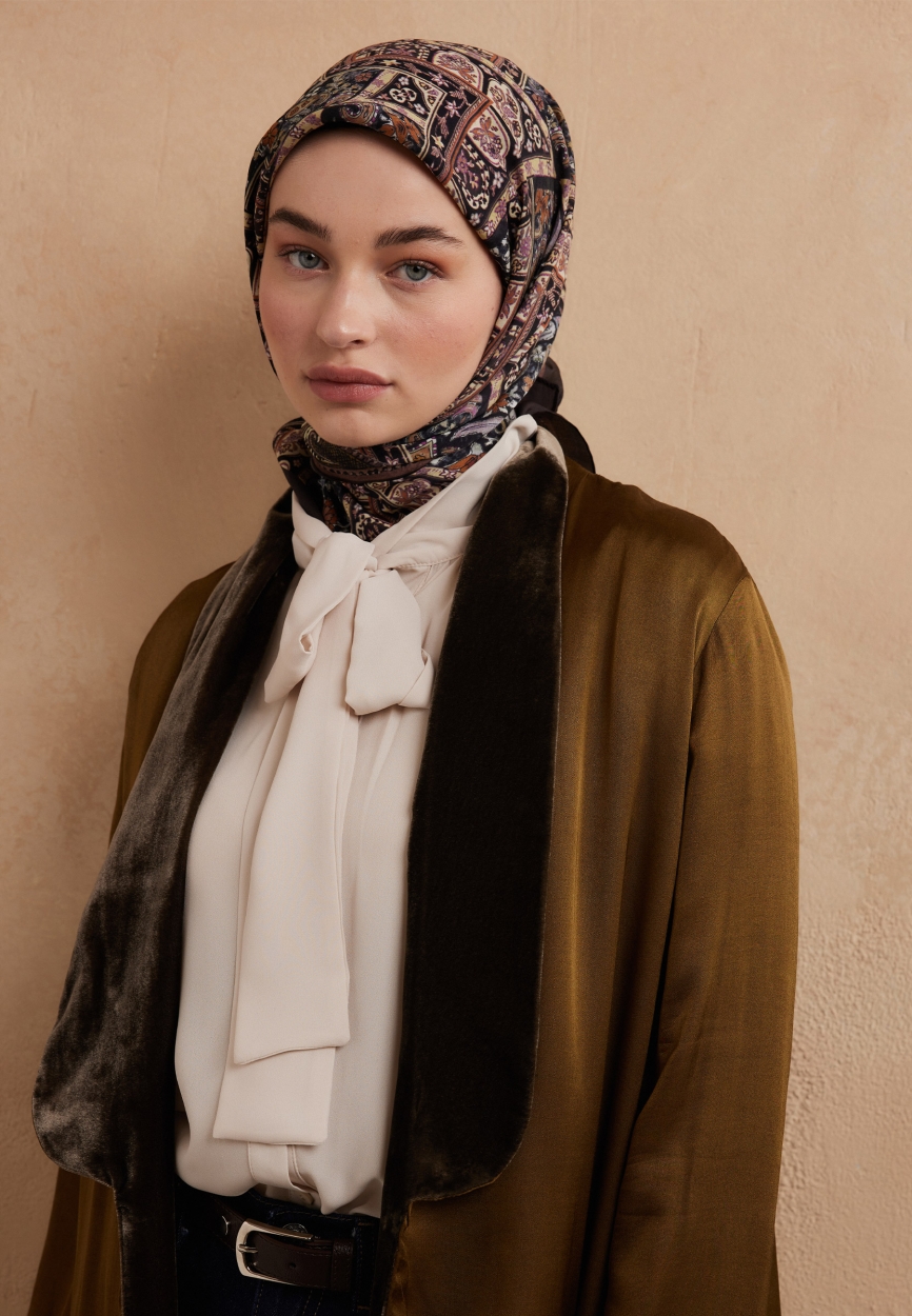 Paisley Silk Western Scarf - Grey main image 0