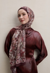 VERONA DESEN İPEK KREP ŞAL BORDO VERONA DESEN İPEK KREP ŞAL BORDO
