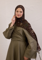 BLOOMING DAHLIA DESEN RAMİ ŞAL KAHVE