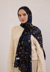 BLOOMING DAHLIA PATTERN RAMI HIJAB BLACK BLOOMING DAHLIA PATTERN RAMI HIJAB BLACK