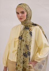 BLOOMING DAHLIA PATTERN RAMI HIJAB ALMOND GREEN