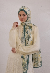 EMMETT DESEN RAMİ ŞAL KOYU YEŞİL