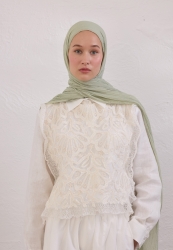 MODAL KRİNKIL ŞAL PASTEL YEŞİL