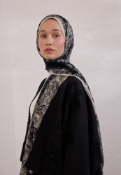 SECRET ELEGANCE DESEN RAMİ ŞAL SİYAH
