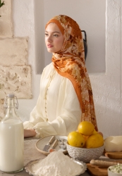 SUMMER BLOOM PATTERNED RAMI HIJAB ORANGE SUMMER BLOOM PATTERNED RAMI HIJAB ORANGE