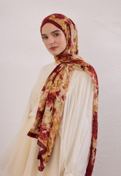 SUMMER BLOOM PATTERN RAMI HIJAB Claret Red SUMMER BLOOM PATTERN RAMI HIJAB Claret Red