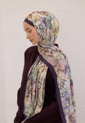 VINTAGE GARDEN PATTERN RAMI HIJAB PURPLE VINTAGE GARDEN PATTERN RAMI HIJAB PURPLE