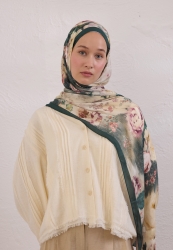 VINTAGE ROSE DESEN RAMİ ŞAL YEŞİL