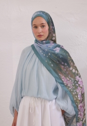 WISTERIA DESEN RAMİ ŞAL SOFT MAVİ