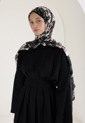 DARK ROSE FLOŞ VİSKON ŞAL SİYAH