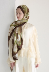 IRIS GARDEN FLOŞ VİSKON ŞAL KAHVE