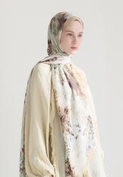 PEONY HARMONY FLOŞ VİSKON ŞAL BEJ