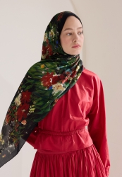 SWEET GARDEN FLOŞ VİSKON ŞAL SİYAH