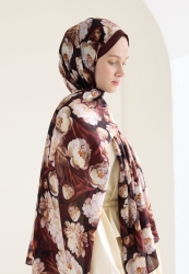 LOTUS FLOŞ VİSKON ŞAL KIZIL KAHVE