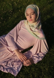 SOFT FLORA FLOSH VISCOSE HIJAB SOFT GREEN
