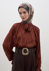 EVELYNE DESEN PAMUKLU VİSKON EŞARP KİREMİT