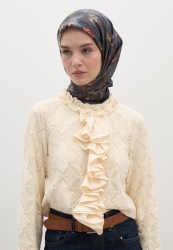 EVELYNE DESEN PAMUKLU VİSKON EŞARP LACİVERT