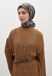 EVELYNE DESEN PAMUKLU VİSKON EŞARP VİZON EVELYNE DESEN PAMUKLU VİSKON EŞARP VİZON