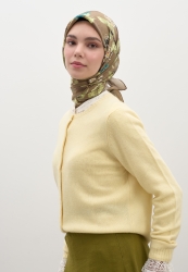 FLOWER RAIN DESEN PAMUKLU VİSKON EŞARP SÜTLÜ KAHVE