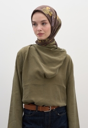 GARDEN JOY DESEN PAMUKLU VİSKON EŞARP KAHVE