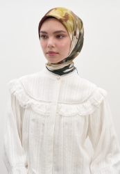 GARDENIA DESEN PAMUKLU VİSKON EŞARP HAKİ