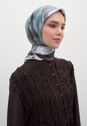 GARDENIA DESEN PAMUKLU VİSKON EŞARP MAVİ