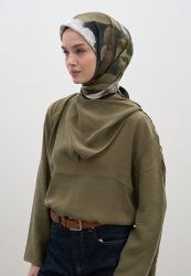 GARDENIA DESEN PAMUKLU VİSKON EŞARP SİYAH