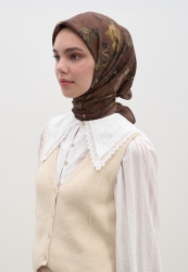 GISELE DESEN PAMUKLU VİSKON EŞARP KAHVE