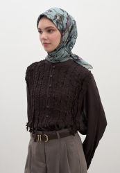 GISELE PATTERNED COTTON VISCOSE SCARF SOFT BLUE