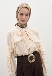 JASMINE JOY PATTERNED COTTON VISCOSE SCARF BROWN