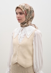 JUDITH PATTERNED COTTON VISCOSE SCARF BEIGE JUDITH PATTERNED COTTON VISCOSE SCARF BEIGE