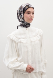 LOTUS DESEN PAMUKLU VİSKON EŞARP MOR