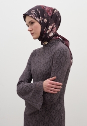 MIDNIGHT ROSE PATTERNED COTTON VISCOSE SCARF BURGUNDY