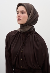 OMBRE DESEN PAMUKLU VİSKON EŞARP KAHVE