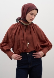 OMBRE DESEN PAMUKLU VİSKON EŞARP KİREMİT