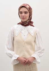 REVERIE PATTERNED COTTON VISCOSE SCARF BURGUNDY