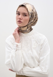 REVERIE PATTERNED COTTON VISCOSE SCARF DUSTY BROWN