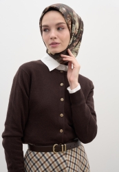 ROSINE DESEN PAMUKLU VİSKON EŞARP KAHVE