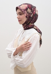 ROSINE PATTERNED COTTON VISCOSE SCARF PLUM