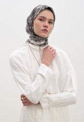 SECRET ELEGANCE PATTERNED COTTON VISCOSE SCARF ANTHRACITE